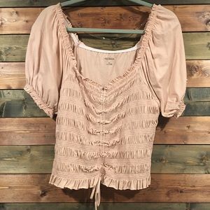 Puff Short Sleeve Ruched Front Cropped Top | Wild Fable